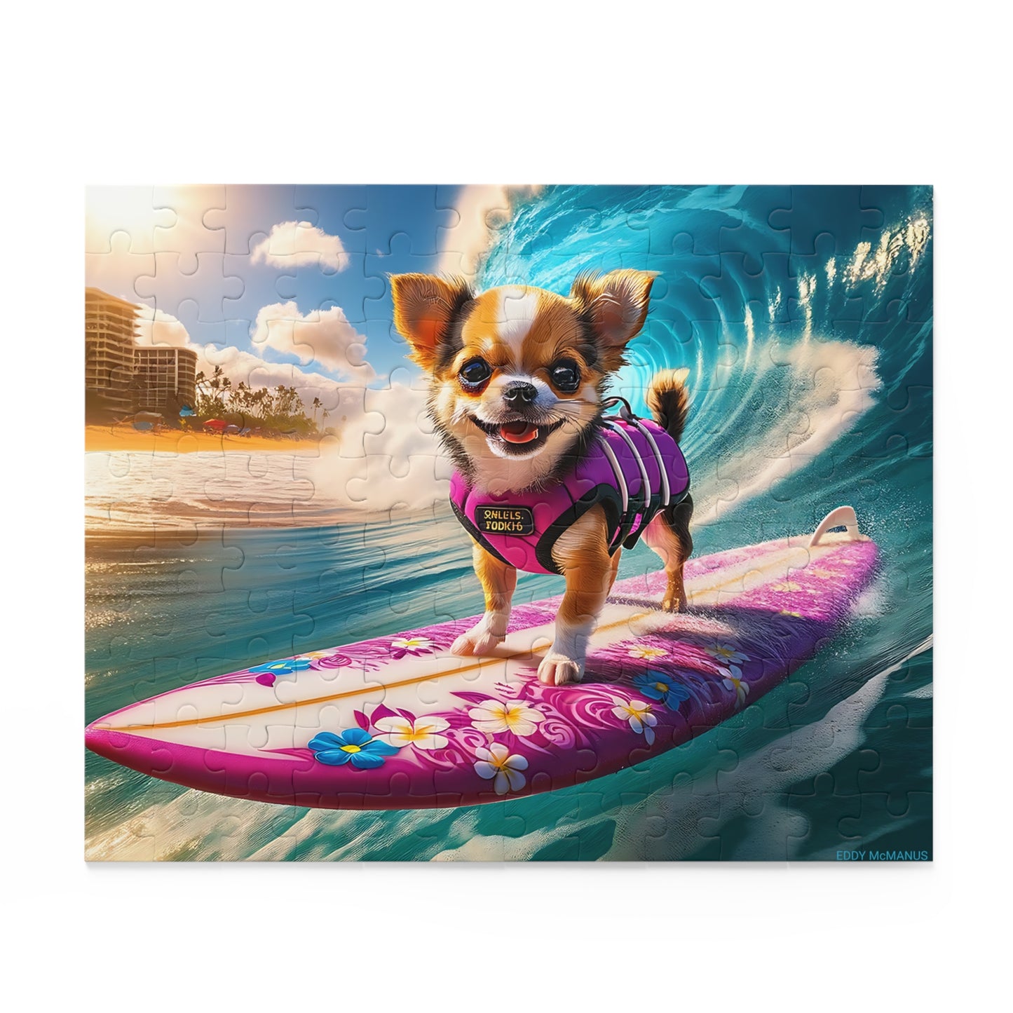 Surf Pups! Surfing Chihuahua Puppy Puzzle 8 - (120, 252, 500-Piece)