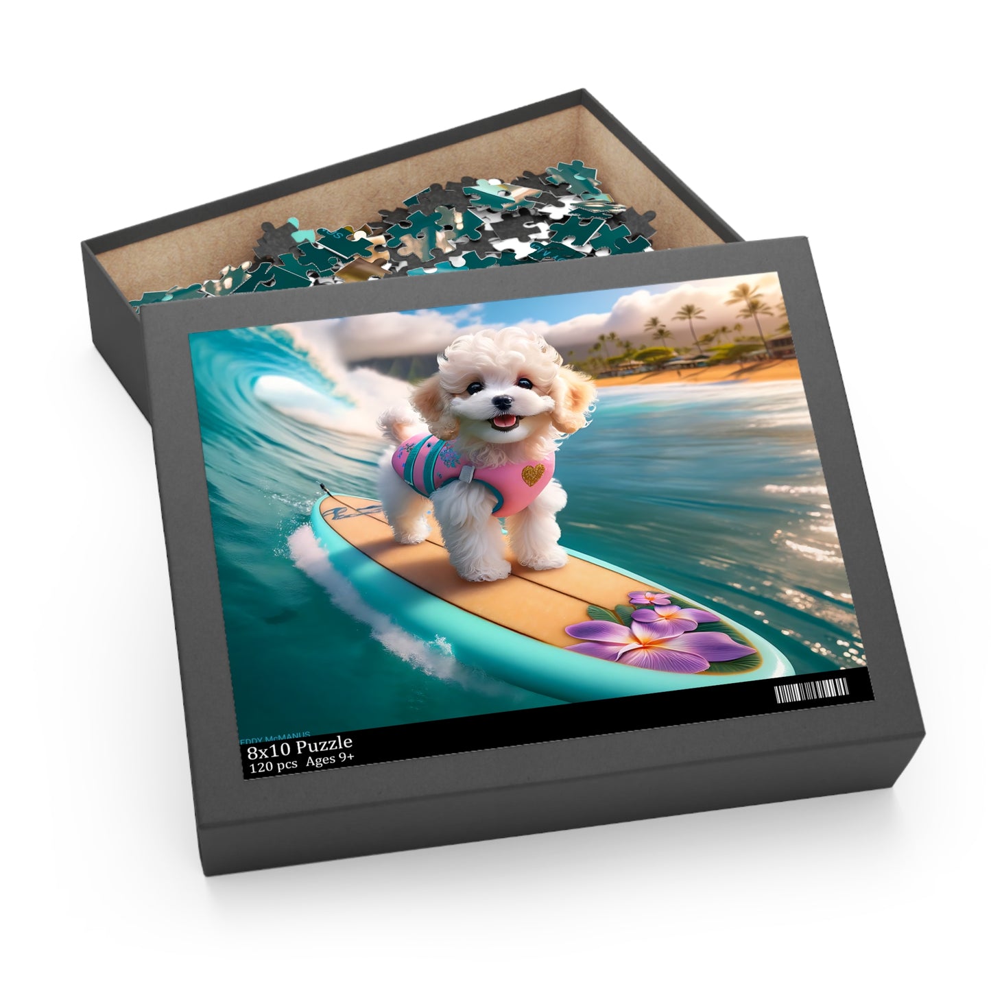 Surf Pups! Surfing Poodle Puppy Puzzle 7 - (120, 252, 500-Piece)