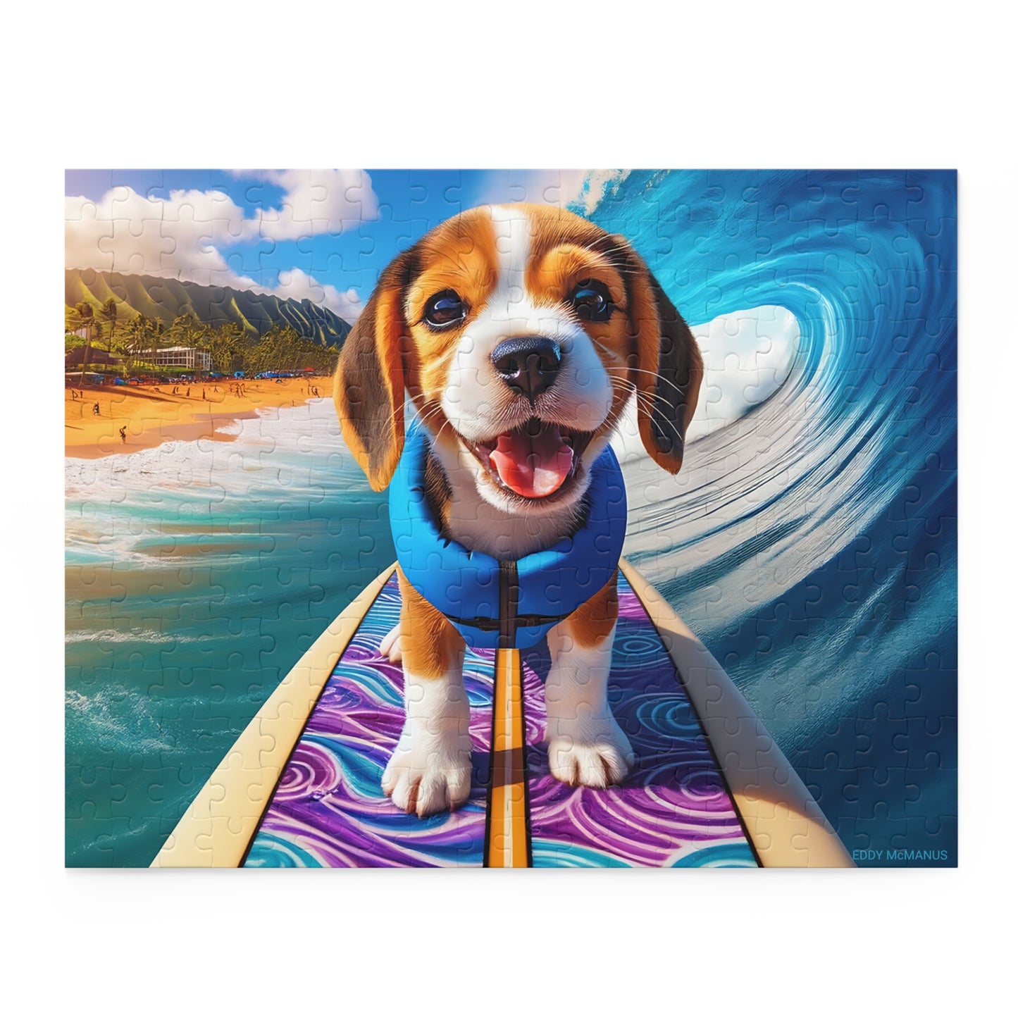 Surf Pups! Surfing Beagle Puppy Puzzle 8 (120, 252, 500-Piece)