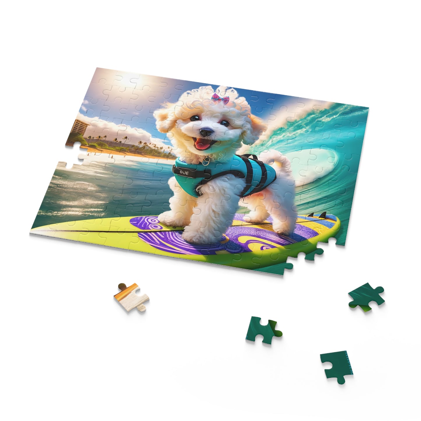 Surf Pups! Surfing Poodle Puppy Puzzle 1 - (120, 252, 500-Piece)