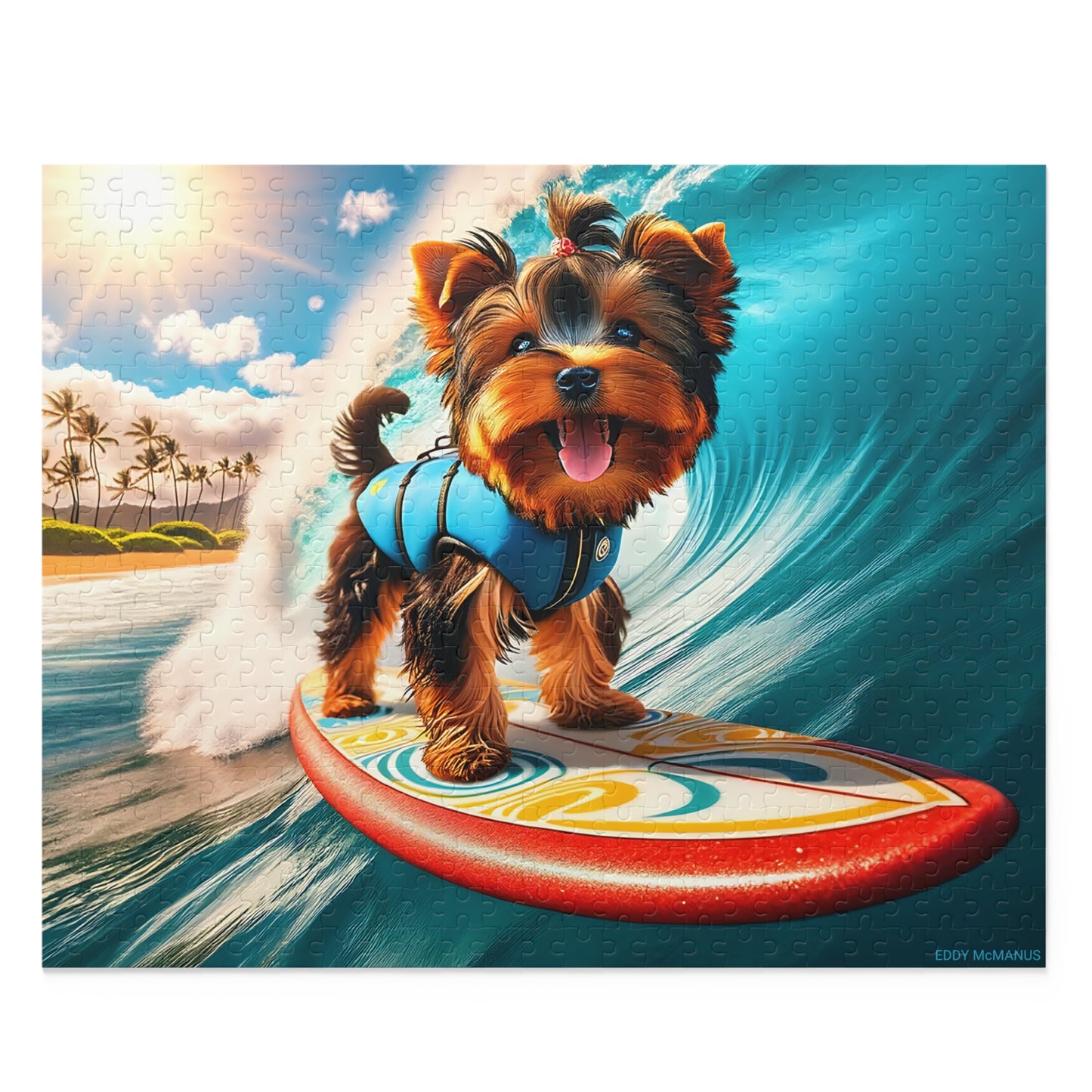 Surf Pups! Surfing Yorkie Puppy Puzzle 9 - (120, 252, 500-Piece)