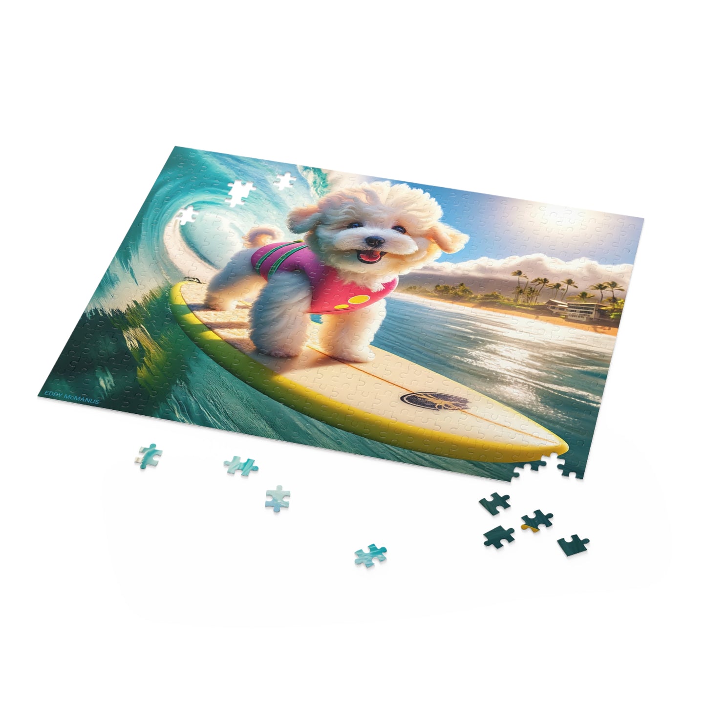Surf Pups! Surfing Poodle Puppy Puzzle 12 - (120, 252, 500-Piece)