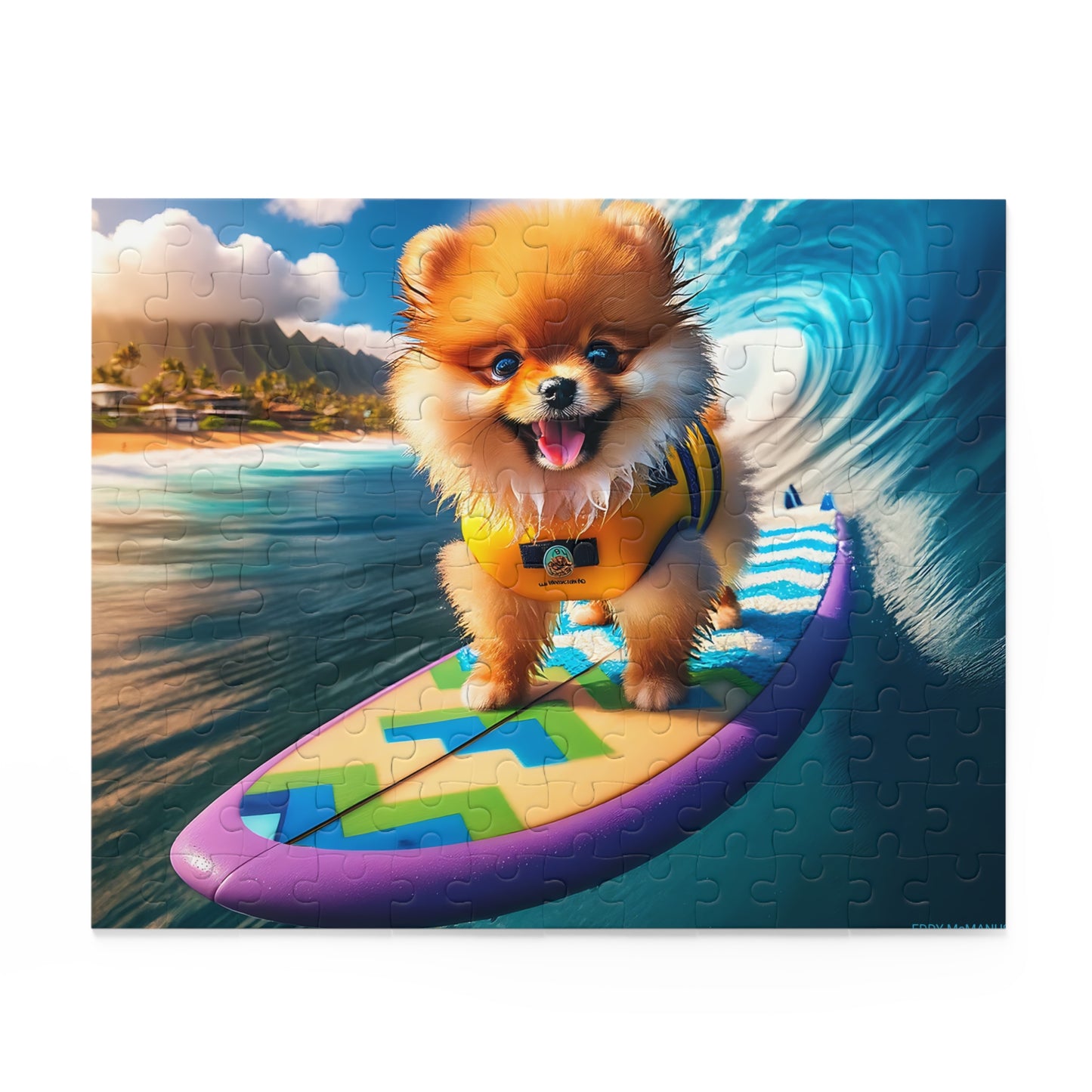 Surf Pups! Surfing Pomeranian Puppy Puzzle 7 - (120, 252, 500-Piece)